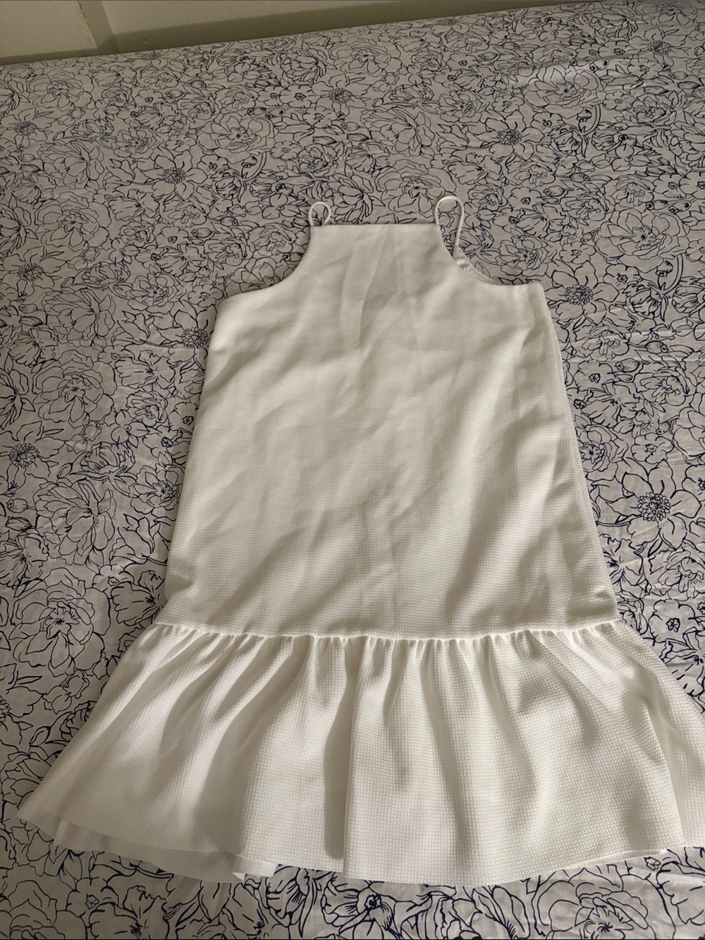 Zara White Mini Dress with Ruffle Hem